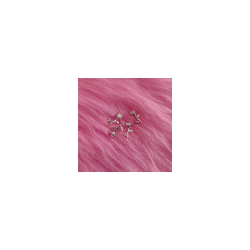 Dijes Rosas plateadas 4 pz Fantasy nails